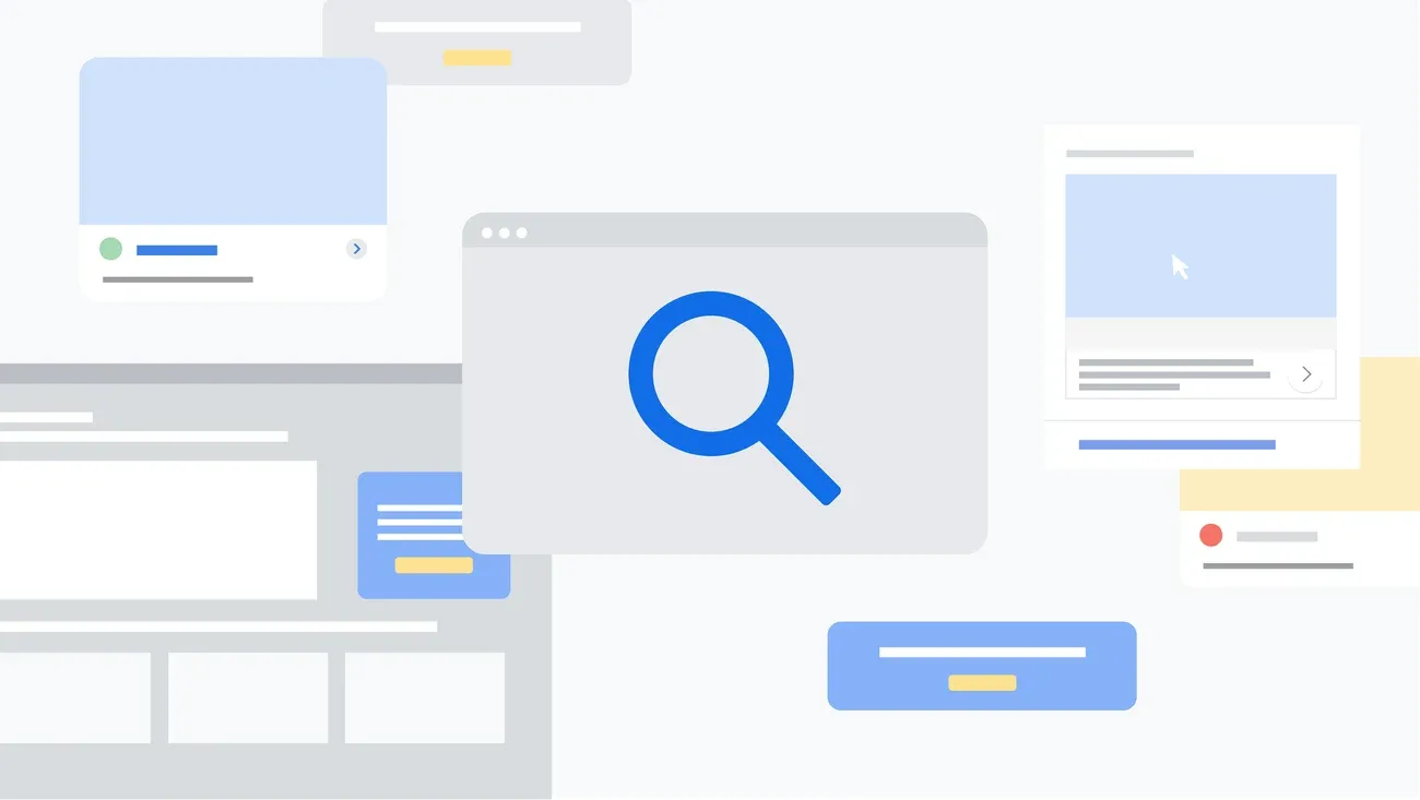 Google’ın AI reklam şeffaflığı duyurusunda kullanılan, reklam ve arama ekosistemini soyut biçimde gösteren resmî görsel