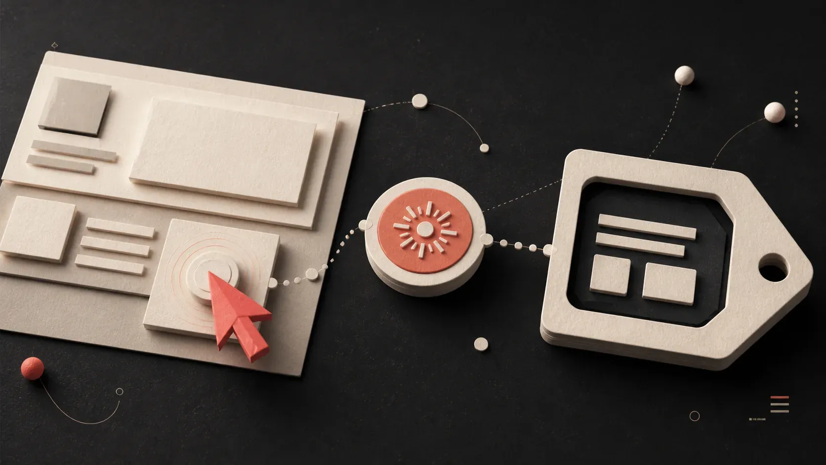 An abstract click target becoming an event token after a web element is selected